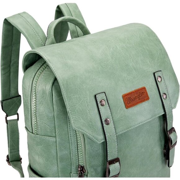 ✨Men Green Montana West Wrangler Leather Purse Laptop Backpack Fashion Backpack - Picture 6 of 6